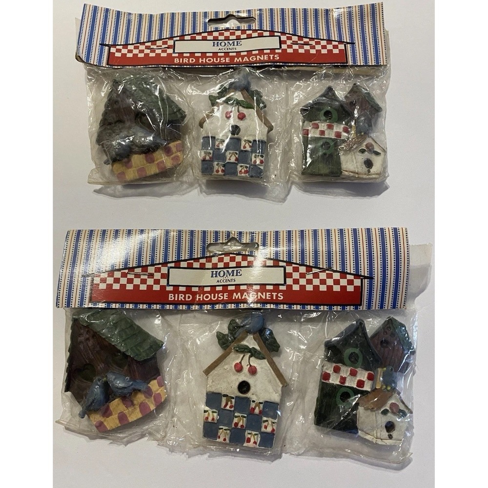 Vintage Home Accents Birdhouse Various Design Fridge Magnets-Set Of 2